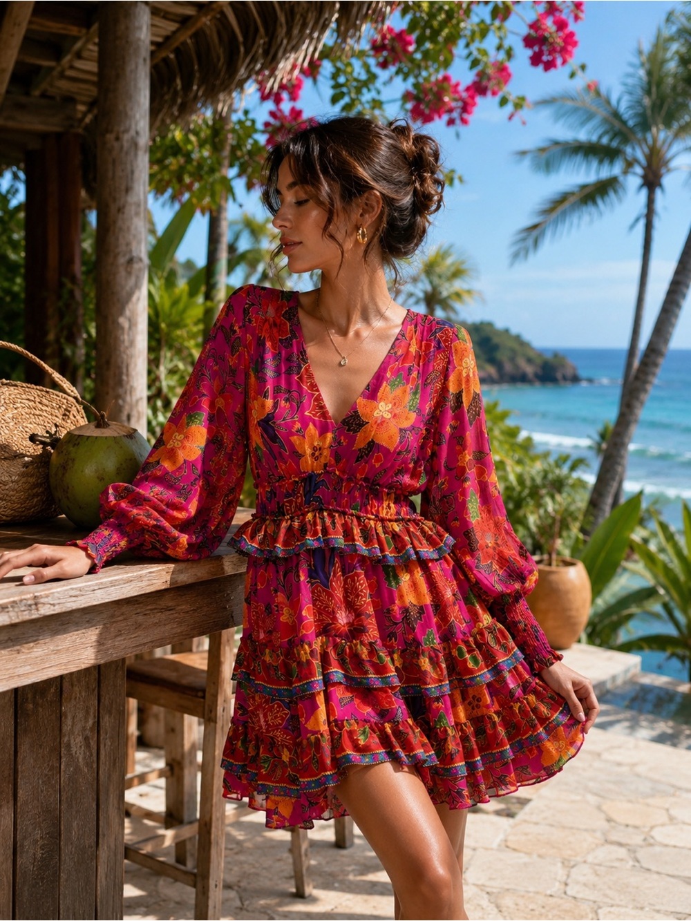 Farm Rio Tropical Tapestry Tiered puff